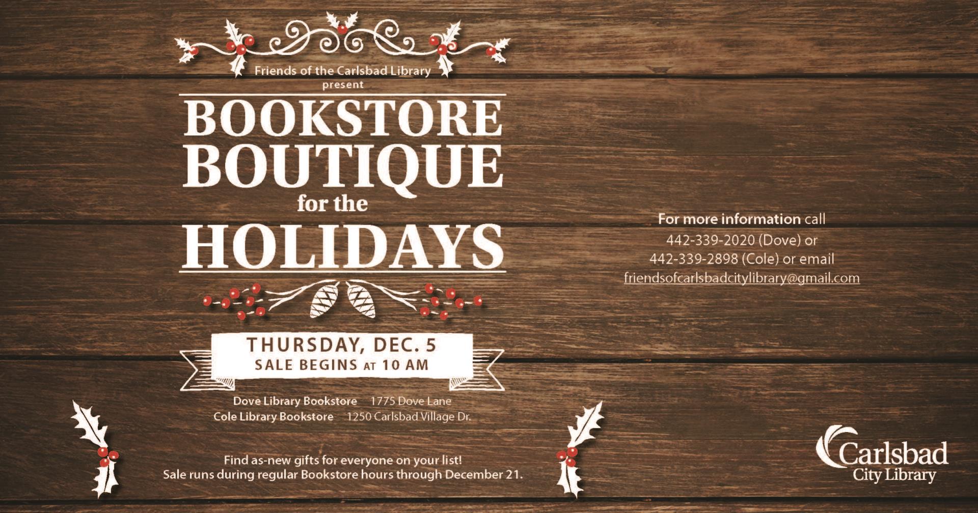 bookstore boutique for the holidays friends of the carlsbad library